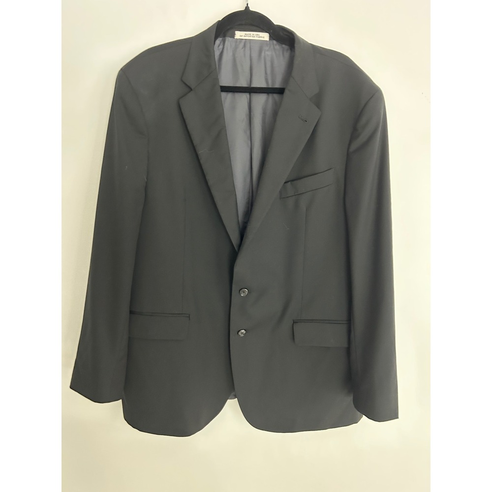 Joseph Abboud Mens 46R Blazer Black Reda Super 110s Wool 2-Button Sport Coat USA
